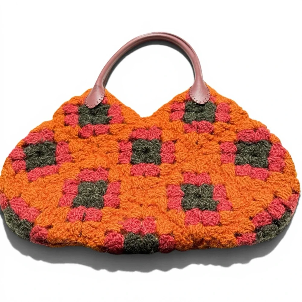 Hand Crocheted Square Handbag Granny core Cottagecore Coquette Boho Festival Y2K